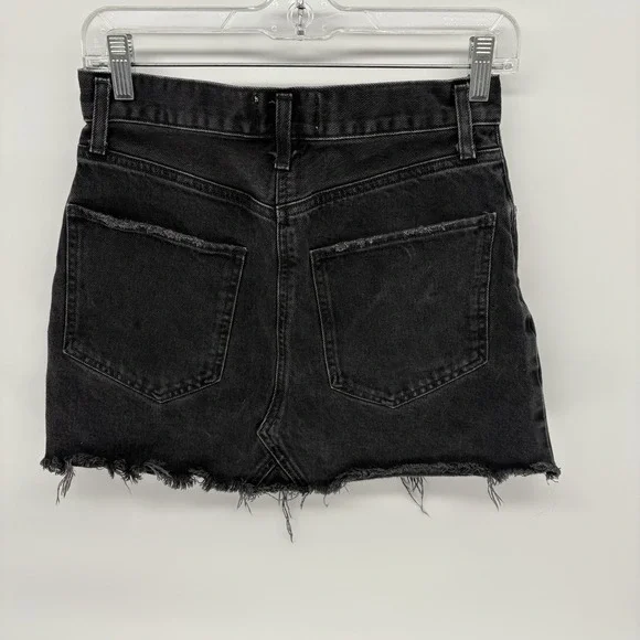 AGOLDE Black Distressed Denim Mini Skirt Raw Frayed Hem Button Fly USA‎ Women 26 - Picture 6 of 6